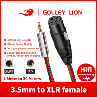 GOLLEY LION สายเคเบิ้ล XLR 3.5มม. เป็น XLR ตัวเมียถึง1/8นิ้วแจ็คสเตอริโอขนาดเล็กสายไมโครโฟน Aux