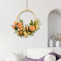 Loviver พวงหรีดดอกไม้ประดิษฐ์ Garland ประตูแขวนลูกปัดไม้ Hoop Decor