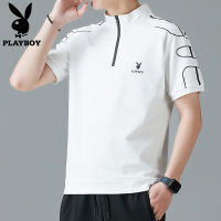 เสื้อยืด PLAYBOY เสื้อยืด Summer Man กีฬาลำลองพิมพ์เสื้อยืดแขนสั้น M-4XL