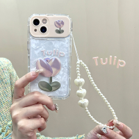 เคสสำหรับ Apple iPhone เคสซิลิโคนนิ่มสำหรับโทรศัพท์โซ่กระจกเงา Tulip Flap ขนาด14 13 12 11 X XR XS Pro Max Plus เคสฝาหลังทันสมัยจาก GGQcase