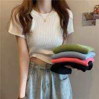 2022 Korean Fashion Slim Thin Turtleneck Short Sleeve T-shirt Summer Thin Knit Top Spring Base Shirt