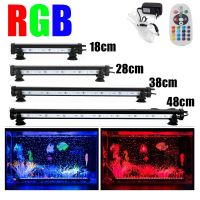 Waterproof RGB LED Aquarium Air Bubble Light Fish Tank Bar light Submersible Lamp Waterproof 18cm 28cm 38cm 48cm 5050SMD EU Plug