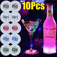 10PCS LED Coaster Stickers Drinking Glass Cup Lamp Wine Liquor Bottles Coaster Christmas Wedding Party Decor Mat Flashing Lights