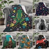 New Style Animals Theme Throw Blanket Frog Moth Fox Pattern for Kids Gift Suitable Bed Sofa Couch Super Soft Lightweight King Queen Size