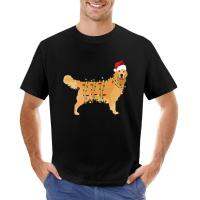 Golden Retriever Holiday Christmas Light T-Shirt Customized T Shirts Cute Clothes Sweat Shirts Tshirts For Men