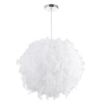 220V White Feather Ceiling Chandelier Living Room Bedroom Feather Ball Decoration Chandelier