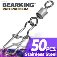 ☑☑۞ BEARKING 50PCS StainlessSteel Fishing Connector Pin Bearing Rolling Swivel Snap For Lure Hook Fishing Tackle Accessories