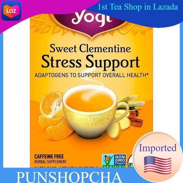 Yogi Tea, Stress Support, Sweet Clementine, Caffeine Free, 16 Tea Bags ชาสมุนไพร​ ชาเพื่อสุขภาพ ชาโยคี💚พร้อมส่ง💜