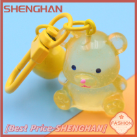 พวงกุญแจหมีเรืองแสง SHENGHAN จี้ตุ๊กตา Stitch สีการ์ตูนกระดิ่งพวงกุญแจกระเป๋าเป้สะพายหลังมีเสน่ห์เครื่องประดับกระเป๋า Hiasan Mobil