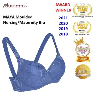 Autumnz Maya Moulded Maternity / Nursing Bra (No Underwire) *AWARD WINNER  2021/2020/2019/2018* - Lacy Denim Blue