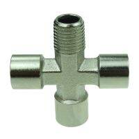 Brass Nickel Plated Pipe Fitting Cross Connector 1/4 NPT Male x 1/4 NPT Female