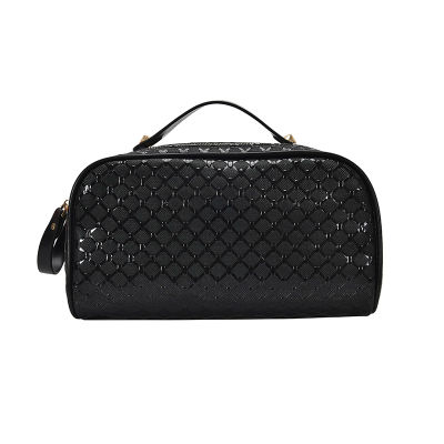 Pu Leather Cosmetics Bag Women Make Up weave Clutch Woven Knitting purse lady Zipper Pocket Case Organizer Pouch 2 pcs bag set