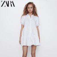 2022Zara ใหม่ใหม่แขนฟองฮับเบิลเสื้อคอปกรักครั้งแรกกระโปรงหลวมตุ๊กตาชุดสีขาวหญิง02648202250