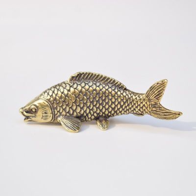 Retro Brass Carp Fish Figurine Miniature Tea Table Pet Small Ornament Copper Animal Feng Shui Crafts Home Decoration Accessories