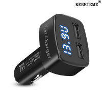 KEBETEME ที่ชาร์จแบตในรถคู่3.1A USB 5V 4 In 1ตัวทดสอบโวลต์มิเตอร์อะแดปเตอร์จอแสดงผล Led