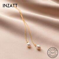 INZATT 925แท้สายสร้อยประดับพู่ต่างหูรูปหยดน้ำมุกเงินสเตอร์ลิงสำหรับผู้หญิงแฟชั่นงานปาร์ตี้ทองคำ18K เครื่องประดับอัญมณีสวย