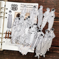 58pcsbag black and white vintage character stickers DIY scrapbooking album junk journal happy planner decorative stickers