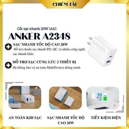 Củ sạc Anker 1C1A/20W Trắng (White ...