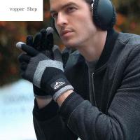 ฤดูหนาวถักโครเชต์ VOPPER หนาถุงมือแบบเปิดครึ่งนิ้วหน้าจอสัมผัส Windproof ถุงมือฤดูหนาวผู้ชายไม่ถุงมือกันลื่น