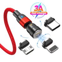 [KOLT Digital] AUFU สายแม่เหล็ก Micro USB C สายเคเบิลข้อมูลค่าใช้จ่ายได้อย่างรวดเร็วแม่เหล็กชาร์จสายชาร์จสำหรับ iPhone Xiaomi ซัมซุงสายโทรศัพท์มือถือ