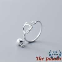 The Panda minimalist and fashion lovely cat adjustable open ring with S925 silver suit for girls Birthday party Gifts