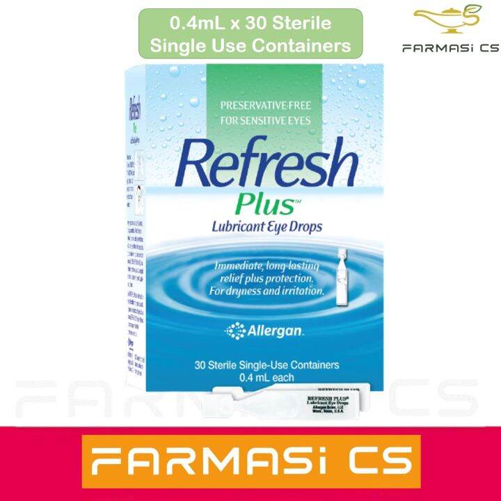 Allergan Refresh Plus Eye Drops 30 vials x 0.4mL EXP:07/2024 [dryness ...