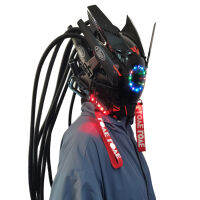 GFY หน้ากาก Cyberpunk โคมไฟทรงกลม Braids ชุดคอสเพลย์ตัวละครสำหรับการแสดงของขวัญงานเลี้ยง