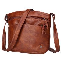 【jw】✉☏∏  Fashion Multi-pockets Shoulder Washed Leather Crossbody Messenger Purses Tote