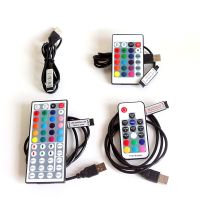 ㍿ USB RGB LED Controller DC5V Dimmer Mini 3key 24key IR 17key RF Wireless Remote Controller for DC5V RGB Led Strip tape lighting