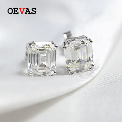 OEVAS Classic 925 Sterling Silver Created Moissanite Gemstone Diamonds Earrings Ear Studs Wedding Bride Fine Jewelry Wholesale