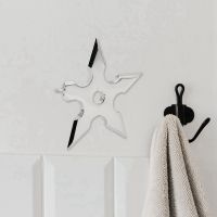 4X Coat Hooks Ninja Star Shape Stainless Steel Creative Wall Door Hook Clothes Hats Hanger Holder Home Decoration