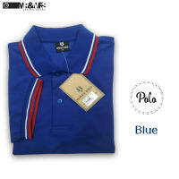 เสื้อโปโลชาย/หญิง เสื้อคอปกชาย แขนสั้น แบบคลีบ POLO ผ้าCOTTON (สีน้ำเงิน)