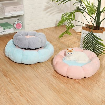 [pets baby] RoundPet NestSoftFourWarm น่ารักตุ๊กตาสัตว์เลี้ยงเสื่อสุนัขและแมวเตียง