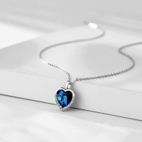 Blue Crystal Heart Necklace Silver High Quality Crystal Necklace - Trendy Exquisite - Aliexpress