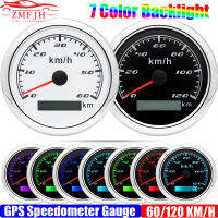 7สี60120KMH 85มม. GPS Speedometer Gauge รถจักรยานยนต์เรือรถบรรทุก Speed Gauge Meter พร้อมเสาอากาศ GPS กันน้ำ9-32V