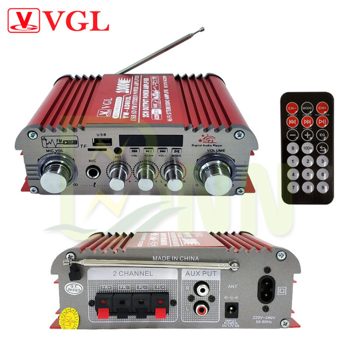 VGL 2-Channel Output 12V Bluetooth Motorcycle Amplifier with USB/SD/FM ...