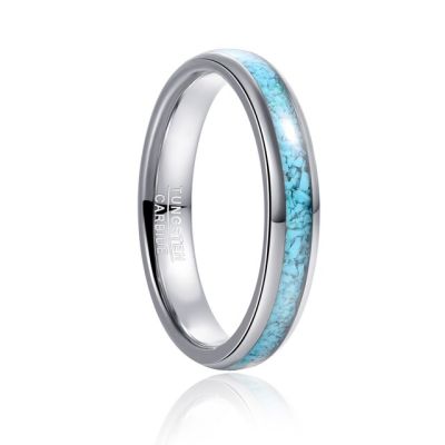 Bonlavie 4มม. สีทังสเตนแหวนแร่ทังสเตนเหล็กโดม Women39สีเทอร์ควอยซ์ขัดเงา; S เครื่องประดับงานแต่งงานขนาดที่ดีที่สุด6-11
