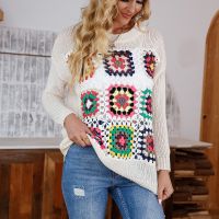 [COD] 2022 hot style urban casual loose pullover matching long-sleeved sweater European and round neck crochet all-match