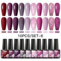 【hot】 Mtssii 10Pcs/Set Gel Set Glitter 150 Colors UV Semi Permanent Base Top Coat Varnishes