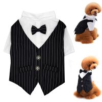 Pet Clothes Dog Shirt Dog Tuxedo Bow Tie Shirt for Boy Dog Wedding Party Bulldog Pug Puppy Costume Pet Teddy Summer Thin Outfits Clothing Shoes Access