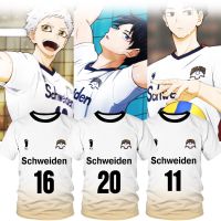 เสื้อยืดแขนสั้น KAGEYAMA อะนิเมะไฮคิวคู่ตบฟ้าประทาน Schweiden Adlers เสื้อยืดพิมพ์ลาย3มิติ