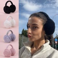 Fashion Solid Color Fold Earflap Outdoor Cold Protection Earmuffs Soft Plush Ear Warmer Winter Warm Earmuffs For Women