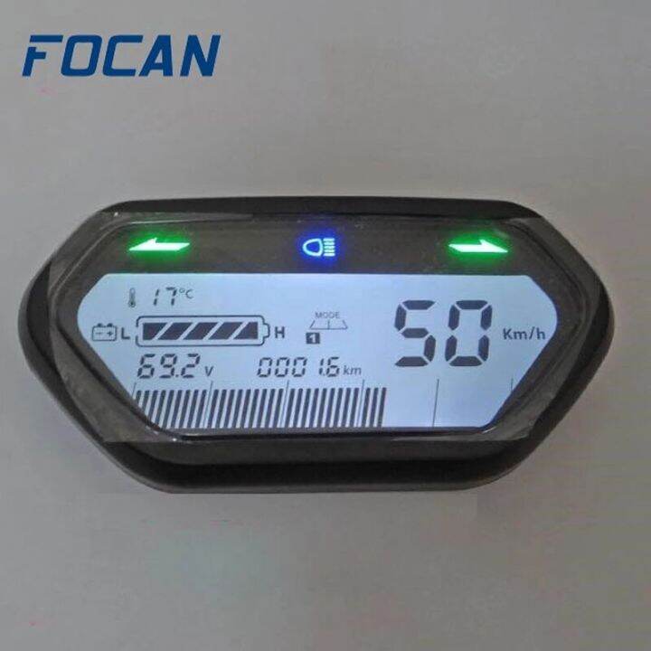 focan-มอเตอร์ไซค์ไฟฟ้าอเนกประสงค์48v-60v-72v-จอแอลซีดีเครื่องวัดความเร็วมาตรวัดระยะทางวัดระยะทางแสดงประสิทธิภาพการปั่นจักรยาน