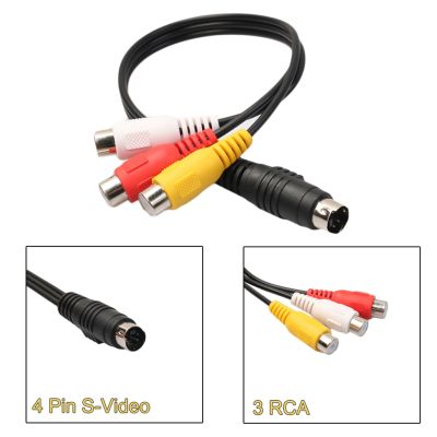 Kabel Audio 4 Pin S-Video untuk 3 RCA Female TV Adaptor Kabel untuk Laptop dengan Perempuan RCA Port dan 4 Pin S-Video Port