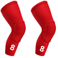 2 Pcs Girl Red Sport Long Knee Pads Boy Leg Sleeves Calf Basketball Volleyball Support ce Football Honeycomb Protective Gear