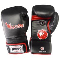 Windy Boxing Gloves Black (16 oz.) Genuine Leather Limited edition MMA K1 นวมซ้อมมวยไทย วินดี้สปอร์ต ทำจากหนังแท้ เมจิกเทป สีดำ