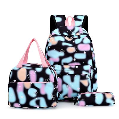 3pce/set kids school backpack for teenage girls Simple women backpacks Gradient print schoolbags middle school student book bags