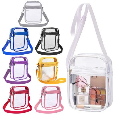 Transparent Crossbody Bags Simple Zipper Mini High Street All-Match Couples Fashion Clear Handbags Pvc Harajuku Purses Phone Bag 【MAY】