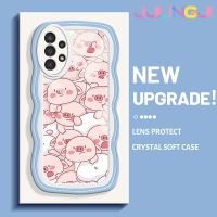 Jjlingji เคส A04s A13กาแลคซีปลอกสำหรับ Samsung 5G ลายการ์ตูนหมูสีชมพูคลื่นลูกหมูแบบนิ่มดั้งเดิมเคสโทรศัพท์ลวดลายขอบซิลิโคนน้ำแบบดั้งเดิมเคสป้องกันเลนส์กล้องเคสฝาหลังนิ่ม