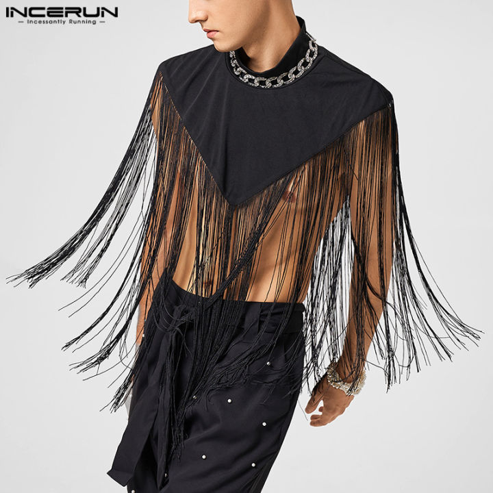 incerun-เสื้อแขนกุดคอกลมมีพู่แบบกอธิคสำหรับผู้ชายเสื้อเสื้อเสื้อชุดปาร์ตี้-สไตล์ตะวันตก